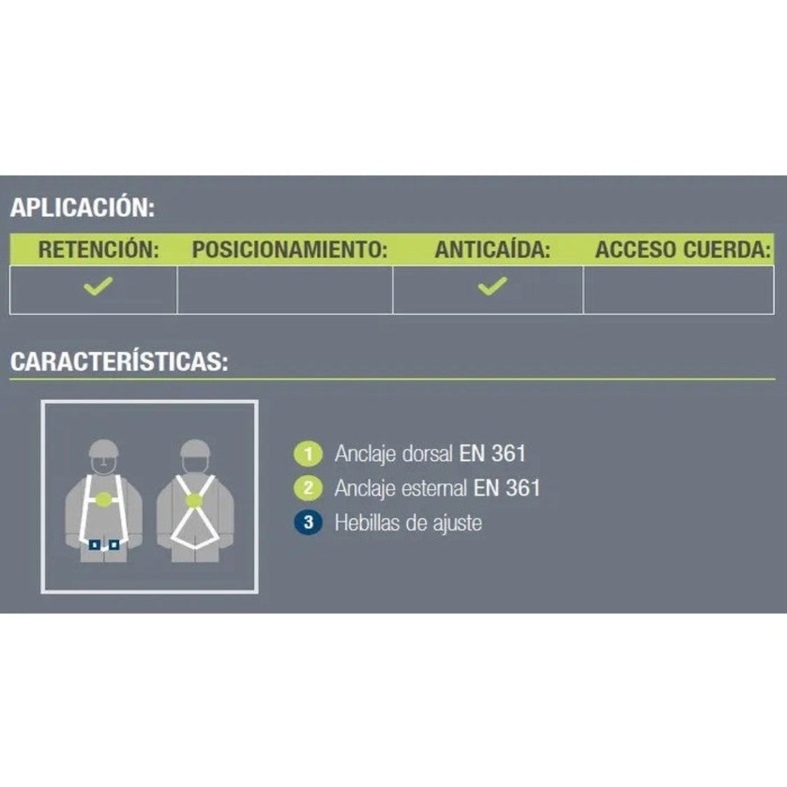 ARNÉS ANTICAIDAS CON DORSAL Y ESTERNAL