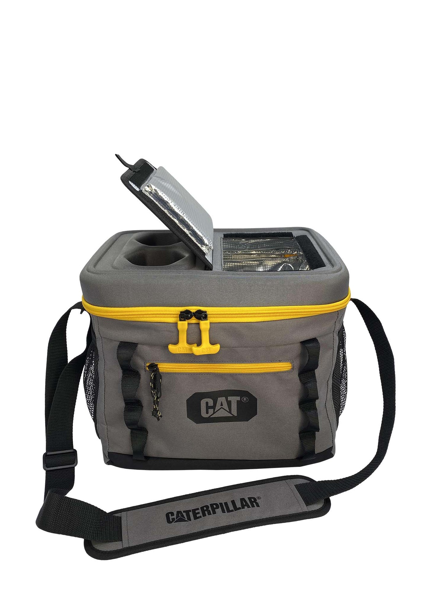 BOLSA CON PORTAVASOS Y TRAMPILLA RÁPIDA CATERPILLAR