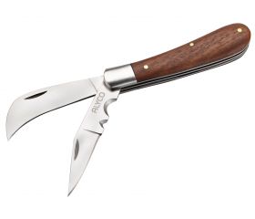 NAVAJA DOBLE HOJA INOX. MANGO MADERA