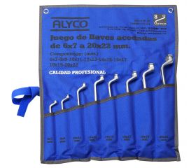 JUEGO 8 LLAVES ACODADAS 2 BOCAS PULGADAS